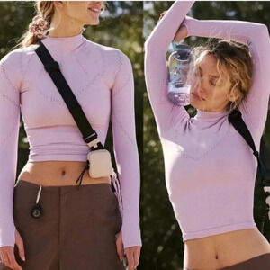 Free People Movement lilac good karma high neck layering top & shorts XS/S New